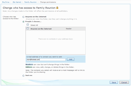 skydrive shared folder permissions